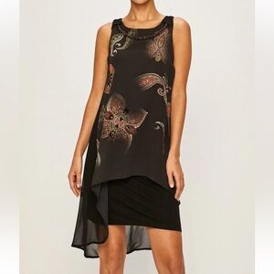 Desigual tank dress black with floral pattern size 42 European